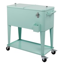 80QT Patio Rolling Cooler Picnic Ice Chest Party Cooler Cart - £155.57 GBP