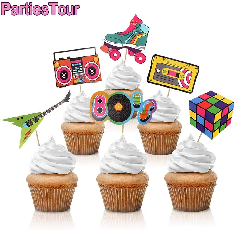 Sporting 12pcs Hip Hop Music Cupcake Topper For 80‘s 90’s Party Decorations Hip  - £23.90 GBP