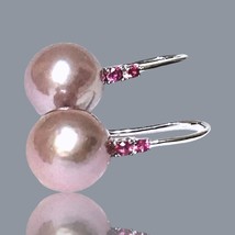 Gorgeous 10mm Natural Purple Rose Pink Edison Cultured Pearl Dangle Earr... - $42.07