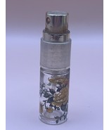 Vintage Travel Perfume Bottle Glass Floral Print Metal Spray Top 1960s-70s - €16,03 EUR