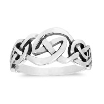 Love Intertwine Continuous Celtic Knot Sterling Silver Ring-10 - £14.00 GBP