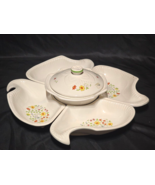 Vintage MCM Chip And Dip Relish Lazy Susan Style CALIFORNIA POTTERY 6 Pi... - $32.98