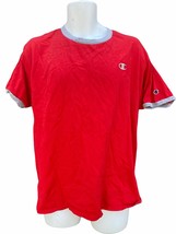 Vtg Champion Authentic  Ringer T-Shirt Red Gray Trim  C logo Mens L Y2K - $24.75