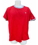 Vtg Champion Authentic  Ringer T-Shirt Red Gray Trim  C logo Mens L Y2K - £19.61 GBP