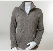 Roots Canada 1/4 Zip Pullover Sweatshirt Womens M Tan Fleece Sweater Jacket - $23.98