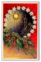Joyous Christmas Pine Bough Night Church Steeple Gilt Embossed DB Postca... - £4.79 GBP