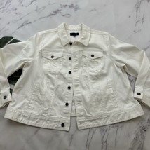 Talbots Womens White Denim Jean Jacket Plus Size 3x New Classic Fit Cotton - $39.59