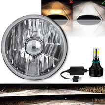 5-3/4 6v Crystal Clear Glass Lens Metal Headlight 6-Volt LED Harley Motorcycle - £59.91 GBP