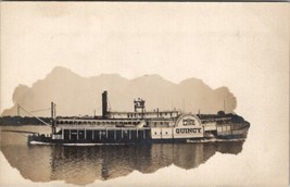 Trempealeau Wisconsin Masked Photo STEAMBOAT QUINCY Mississippi Rvr Postcard V16 - £39.92 GBP