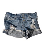 ARIZONA Girls Size 10 SHORTIE Denim Blue Jean Shorts Cuffed Lace Trim Di... - £9.60 GBP