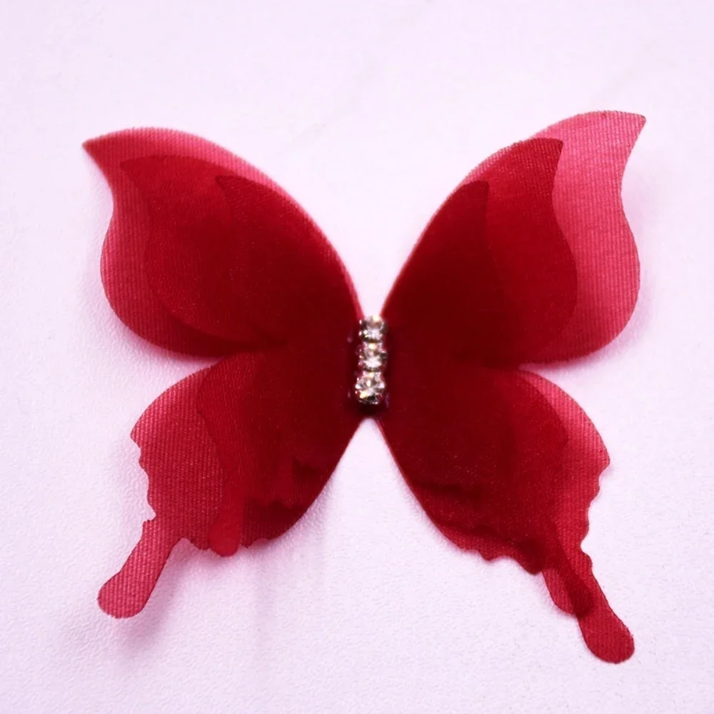 20pcs Gradient Color Organza Fabric Butterfly Appliques 3D 5CM Chiffon -Red - €1,79 EUR