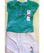 Garanimals Summer Outfit Toddler Girls 12 Month Green Shirt Khaki Shorts... - £7.07 GBP
