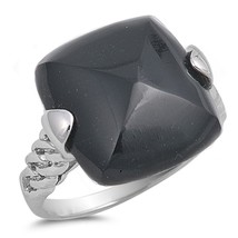 Onyx Ring Sterling Silver Cushion Simulated Onyx Ring - £51.95 GBP+