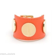 Cc Skye Orange Leather Giant Screw Cuff Bracelet New Msrp $160 Hard To Find - £77.20 GBP