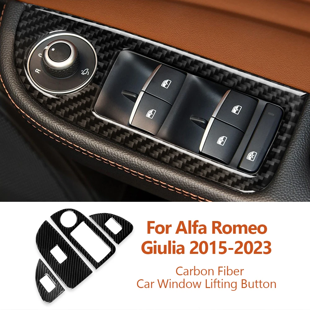 For Alfa Romeo Giulia Stelvio 2015-2023 Carbon Fiber Car Window Lifting Button - £21.42 GBP