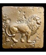 Standing Roman Lion Relief sculpture plaque Tile in Bronze Finish - $20.36 CAD