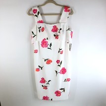 NWT Nine West Ivory Hibiscus Sleeveless Flounce Square Neck Dress Size 8 - £9.84 GBP