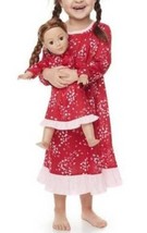 Girls Nightgown Pajamas Valentines Heart Red Long Sleeve &amp; Doll PJ&#39;s-sz 4T - $15.84