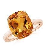 ANGARA 4.74 Ct Cushion Citrine Solitaire Ring with Hidden Accents in 14K... - $3,215.10