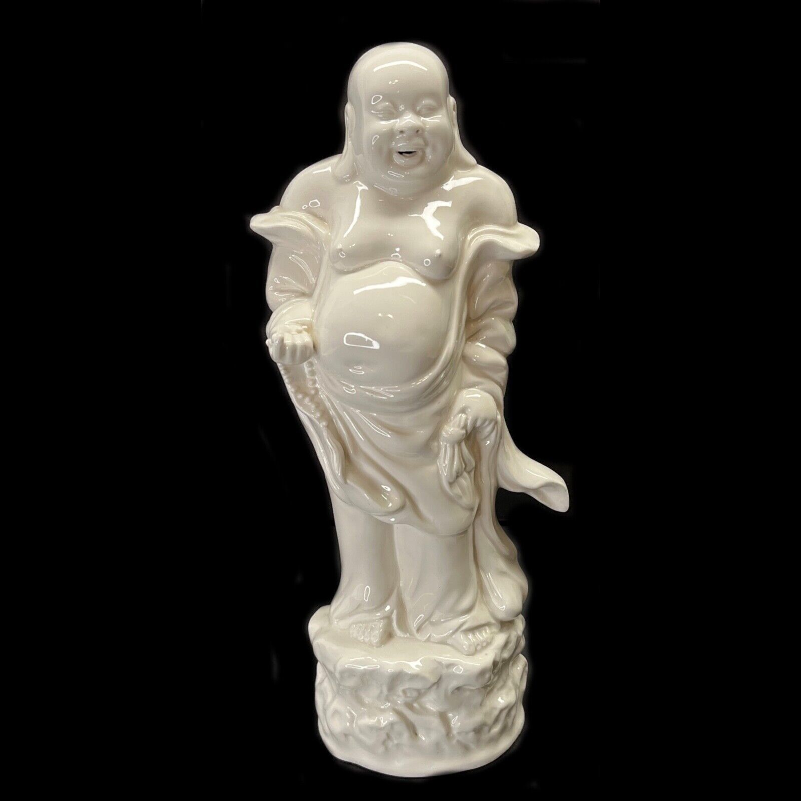 Primary image for Chinese Blanc de Chine Happy Buddha Porcelain Statue Figure 12” H Mid-Century