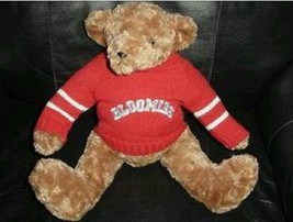 Bloomingdales Brown Bear》Wearing Red BLOOMIES Sweater》16&quot; Poseable - £51.99 GBP