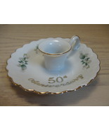 Lefton Candle Stick Holder 50th Anniversary Flower &amp; Bell Designs #01103 - £7.97 GBP