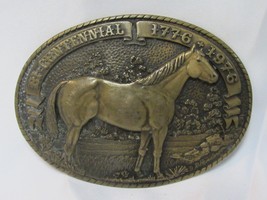 Vtg Tony Lama Bi-Centennial 1776-1976 Horse Belt Buckle 7604L Solid Brass #0185  - £15.71 GBP
