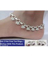 Ring Linked Pure Silver Platted Anklet Guaranteed Long Life Silver Payal... - $19.57 CAD