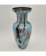 Vintage 14.5&quot; Italian Glass Vase Multicolored Teal Black Gray Copper Urn... - $716.07 MXN