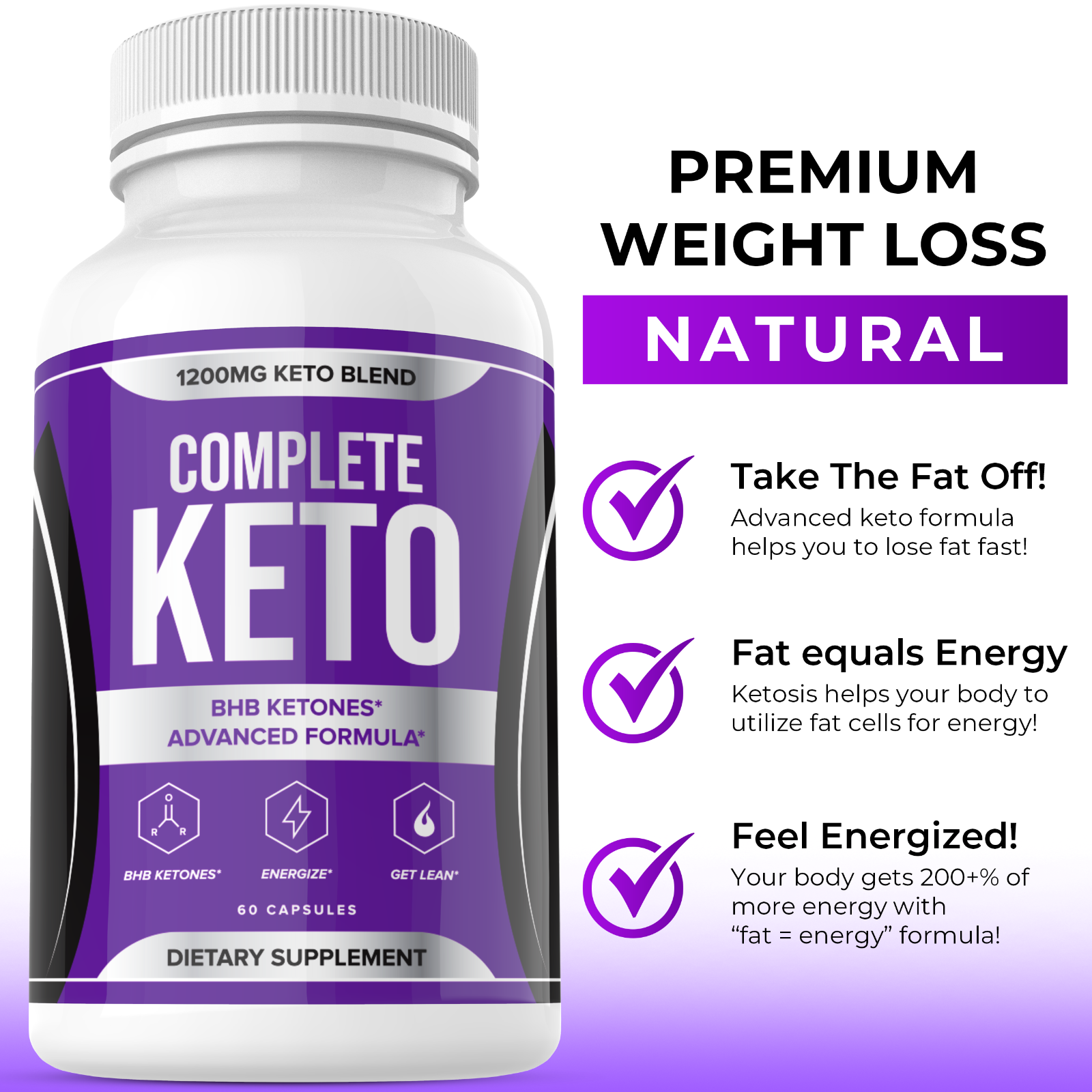 3 Bottles Complete Keto Diet Pills Fat Burner Supplement Keto XP BHB Weight Loss Item image 2