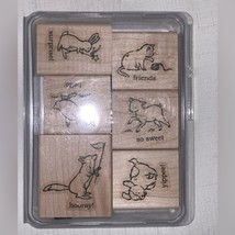 STAMPIN UP! Storybook Friends Stamp Set of 6 Fox Cats &amp; Dogs Rubber Wood... - £31.55 GBP