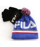 Fila Purple Knit Cuff Pom Beanie &amp; Stretch Gloves Youth Boy&#39;s 8-20 NWT - £17.80 GBP