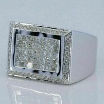 2.90 Karat Künstlicher Diamant Herren Ring 14k Weiß Vergoldet Vatertag Geschenk - £118.04 GBP