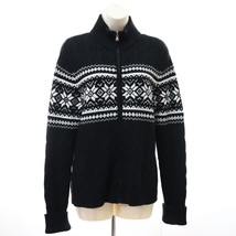 Ralph Lauren Petite Women&#39;s Cardigan Sweater L PL Black Fair Isle Rhines... - £56.07 GBP