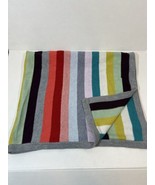 Gap Knit Stripe Baby Blanket-one Size-gray White Brown Teal Lovey - £27.94 GBP
