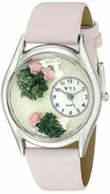 NEW Whimsical Watches S1210005 Womens Roses Theme Pink Leather 33mm Silver Watch - £18.09 GBP