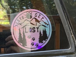 hiking Decal, holographic gray, dog Paw, yeti decal, dogs paw, hiking, vinyl dec - $6.99