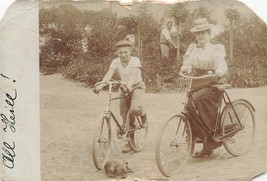 ALL HEILL! WOMAN &amp; BOY-BICYCLES FAHRRAD-1899 WIEN AUSTRIA PHOTO POSTCARD - £11.53 GBP