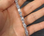 26Ct Moissanite 14K White Gold Plated Emerald Round Cut Tennis Men's Bracelet 8" - $438.50