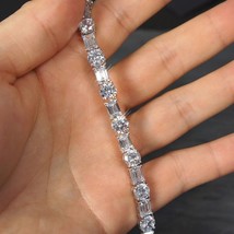 26Ct Moissanite 14K White Gold Plated Emerald Round Cut Tennis Men&#39;s Bra... - $438.50