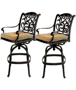 Patio outdoor living cast aluminum bar stools set of 2 swivel Flamingo B... - £564.25 GBP