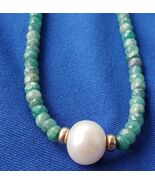 Earth mined Green Emerald South Seas Pearl Necklace 14k Gold Clasp 18&quot; inch - $2,261.66 CAD