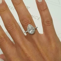 1.50 Ct Pear Shaped Halo Diamond Wedding Engagement Ring Fine 14k White Gold GP - £61.16 GBP