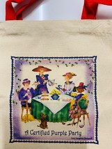 Certified purple party lady purple dress red hat tote bag - $446.66 MXN