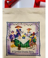 Certified purple party lady purple dress red hat tote bag - $446.66 MXN