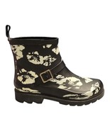 Capelli New York Glossy Rain Boots Womens US 7 Black White Floral Ankle ... - $544.86 MXN