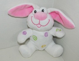Dandee plush white bunny rabbit teeth pink ears nose pastel multi-colored swirls - £10.26 GBP