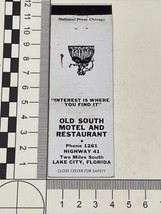 Vintage Matchbook Cover Old South Motel &amp; Restaurant Lake City, FL  gmg Unstruck - £9.89 GBP