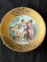 Superbe Antique Limoges Peint à la Main Petit Doré Porcelaine Plaque. Ma... - $49.52