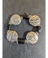 Season&#39;s Zebra Bracelet With Silver Toned Metal And Black Glass Beads - €11,92 EUR